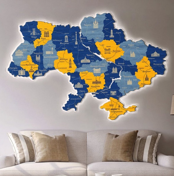 Карта Украина на стену дерево